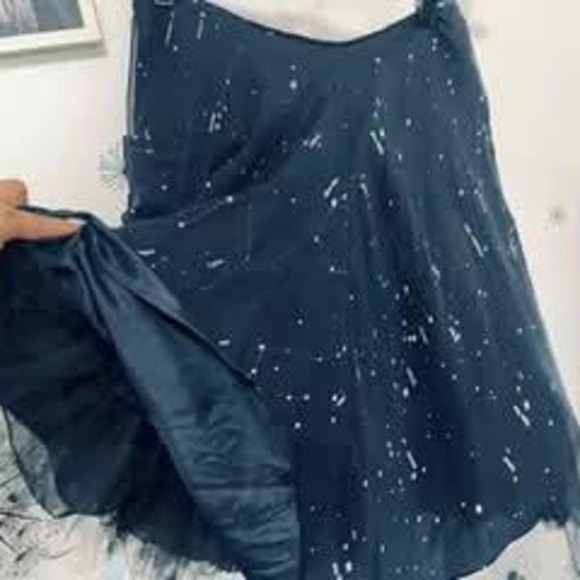 Morgane Le Fay Blue and White Skater Midi Skirt - Picture 4 of 5